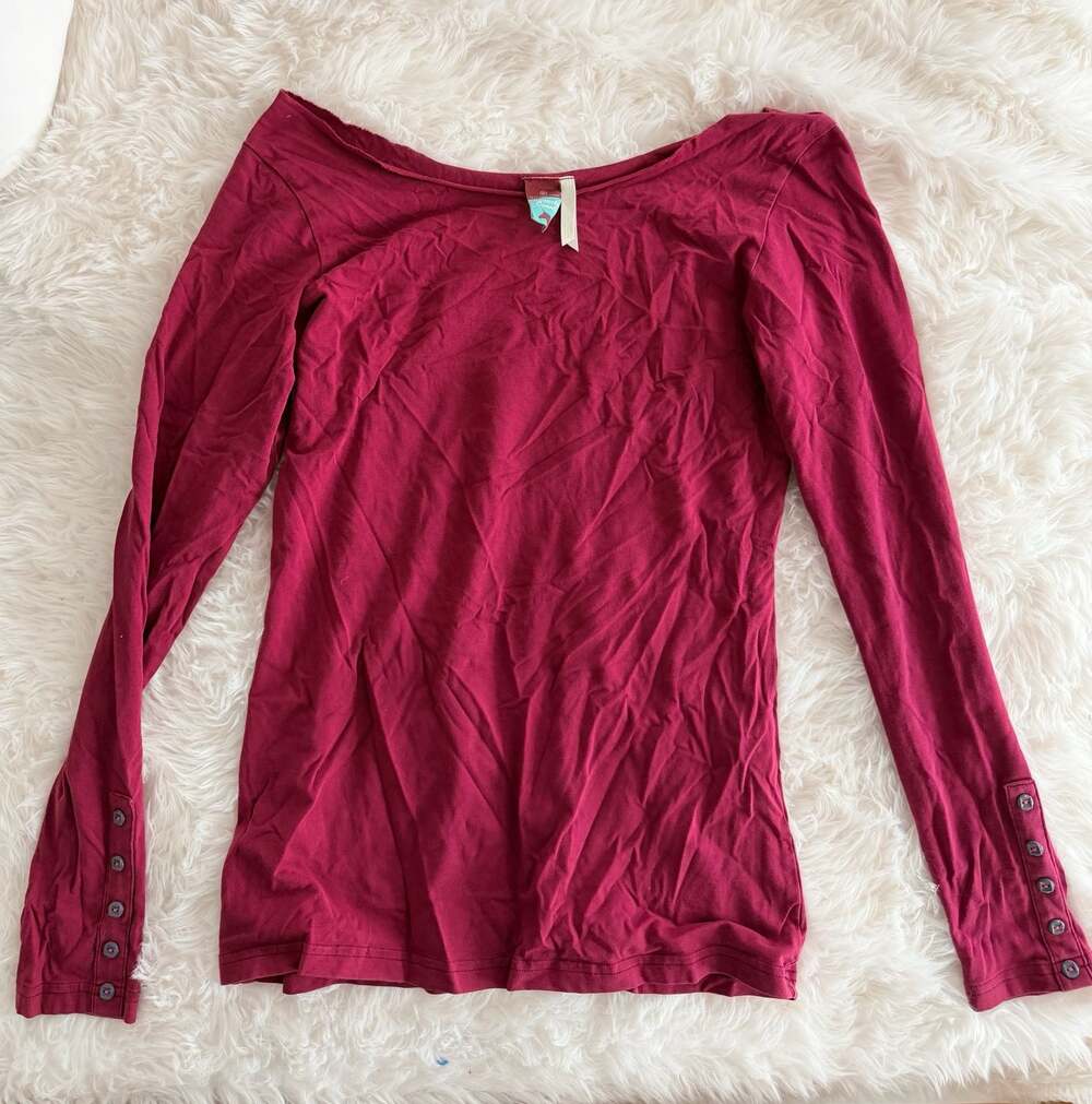 Matilda Jane Character Counts Maroon Long Sleeve Button Cuff Top Size M